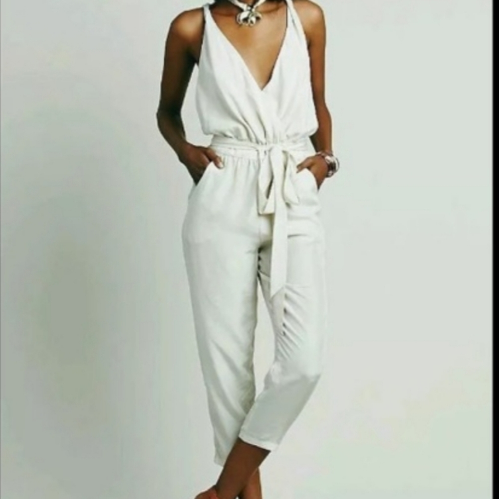 Free People Jasmine Twisted Silk Jumpsuit